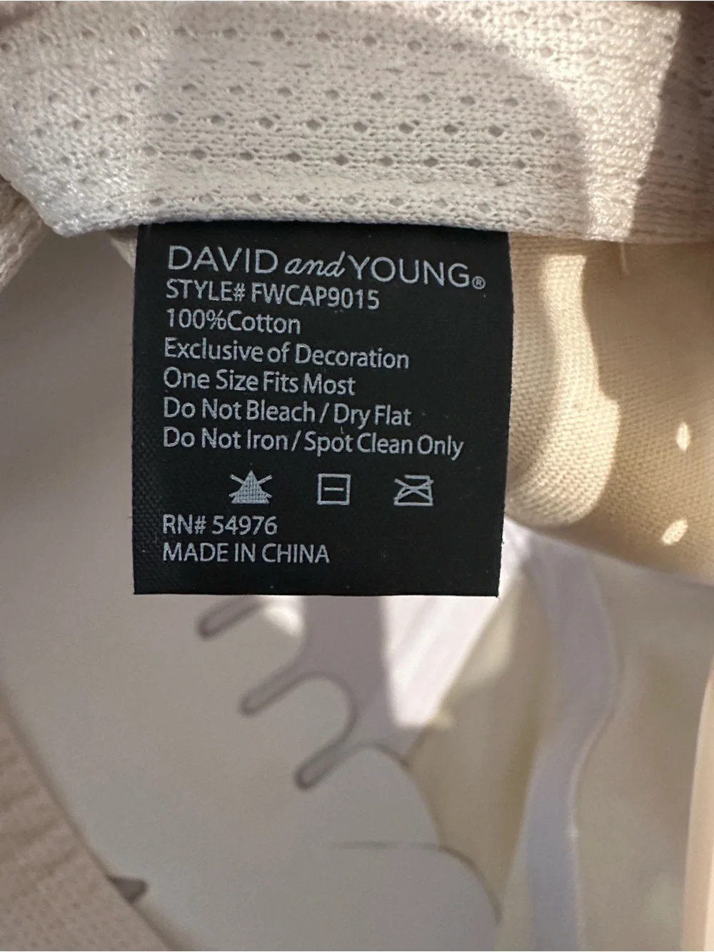 David and Young White Hat with Blue Bill and Red Embroidery